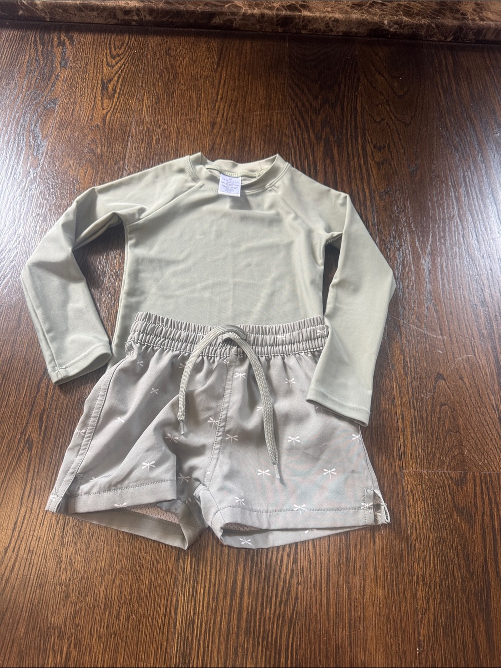 Jamie Kay Kids Long Sleeve Rash Guard and Swim Shorts Set - Sage Green